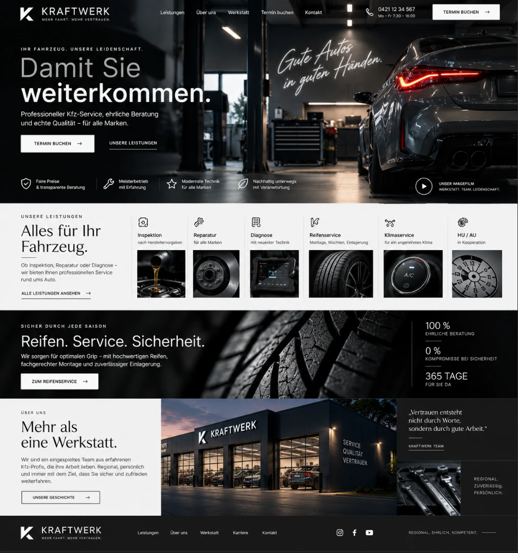 Konzeptstudie · Kfz-Werkstatt – Gestaltung der Website