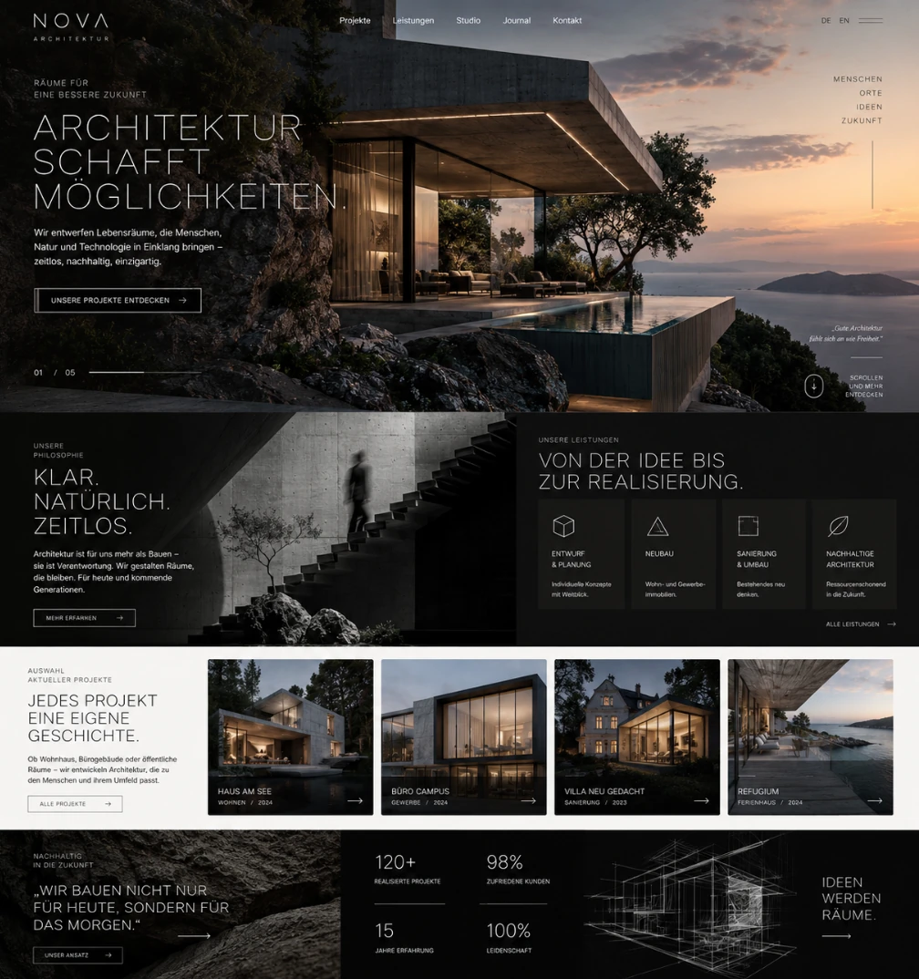 Konzeptstudie · Architektur – Gestaltung der Website